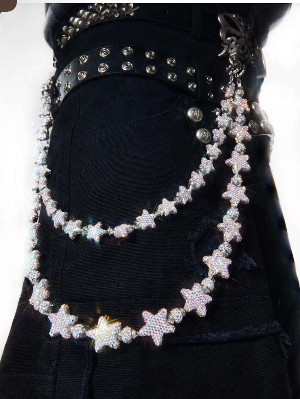 Howss StarFall Rhinestone Star Chain Belt - Picture 3 of 7